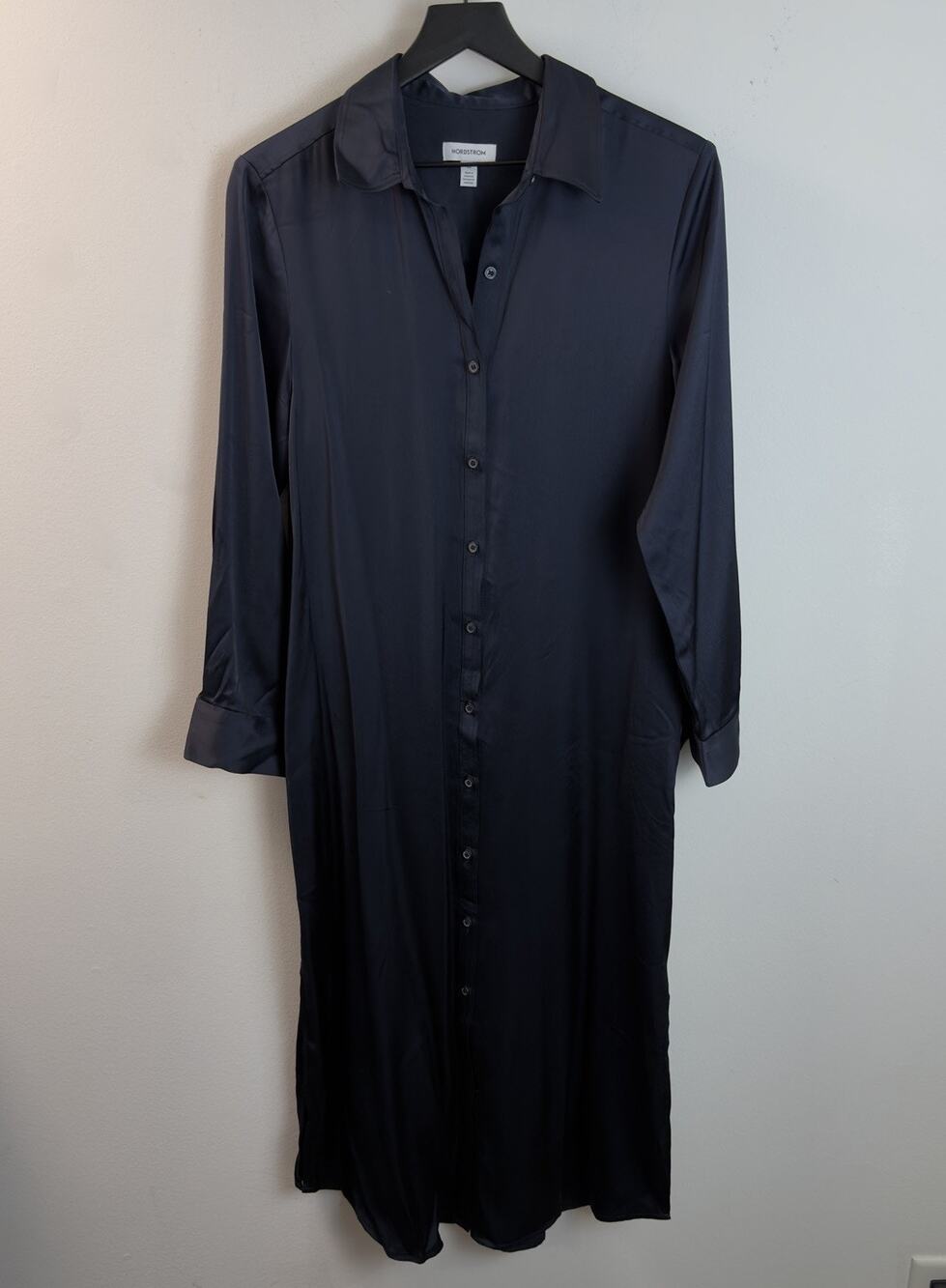 NWOT Nordstrom Satin Button Down Shirt Dress Size X-Small